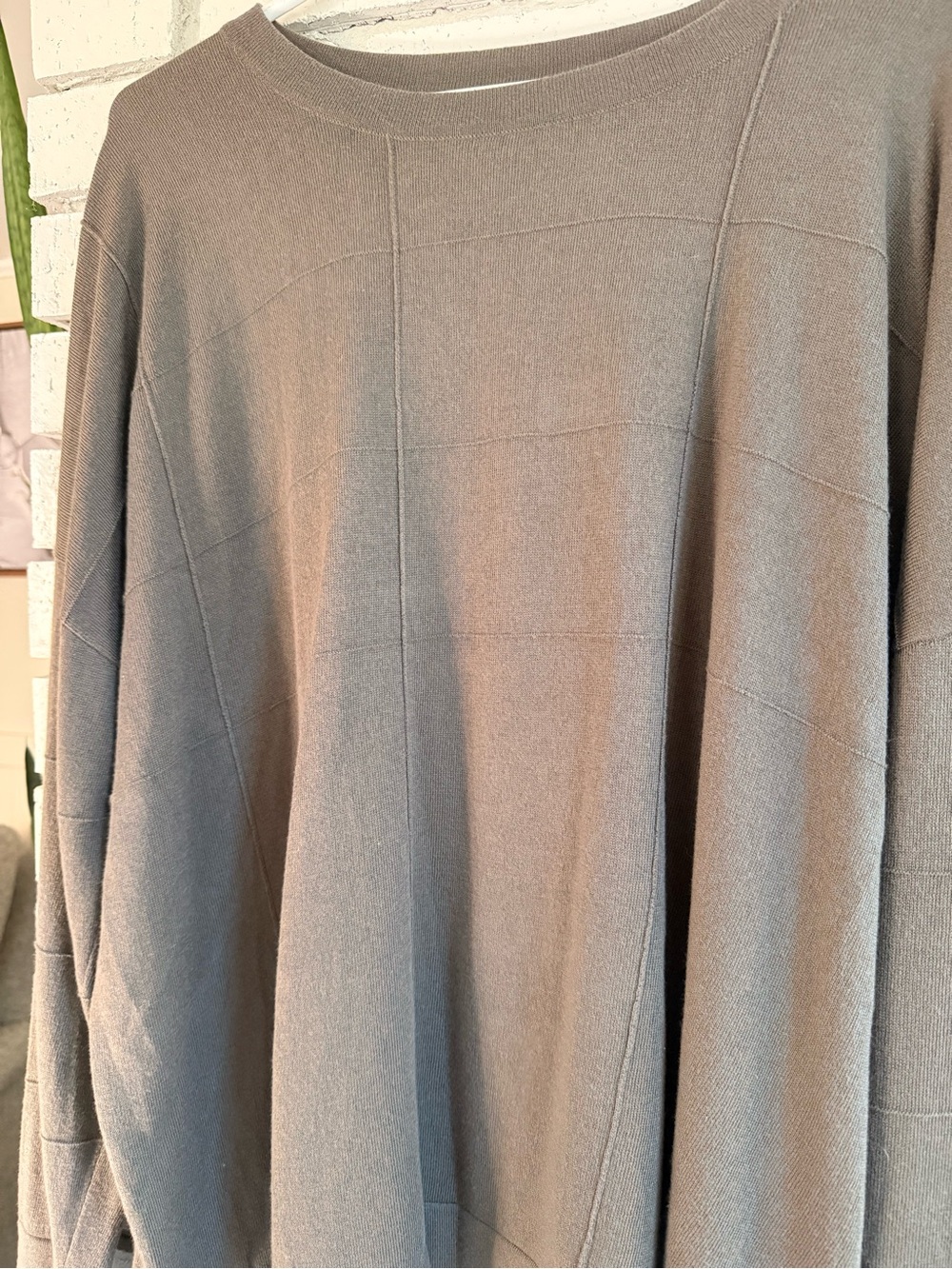 Planet by Lauren G Oversized Taupe Pullover Sweater Patchwork Women's One Size - Picture 2 of 9